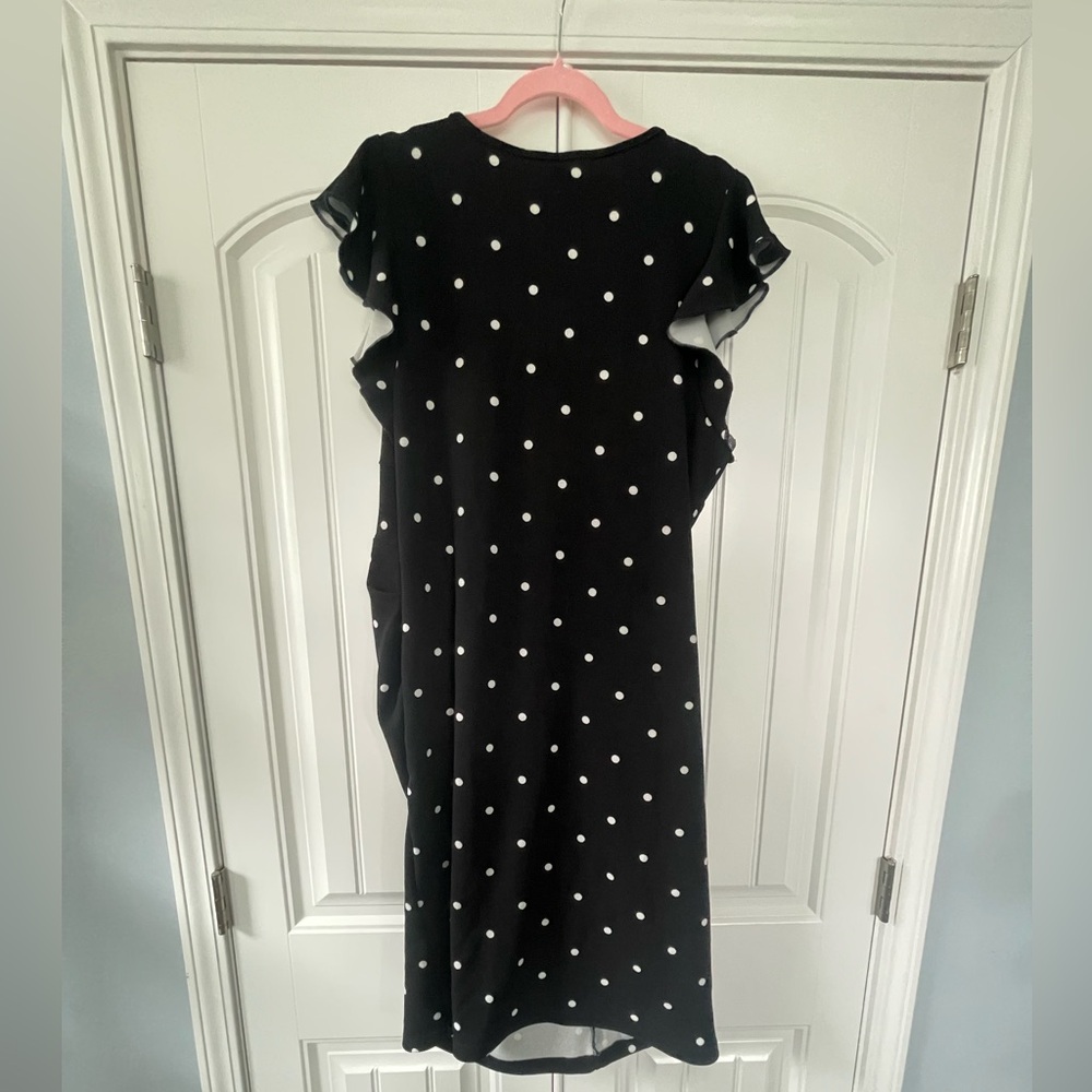 🆕 SHEIN 3X Black Midi Dress with White Dots - Picture 2 of 7